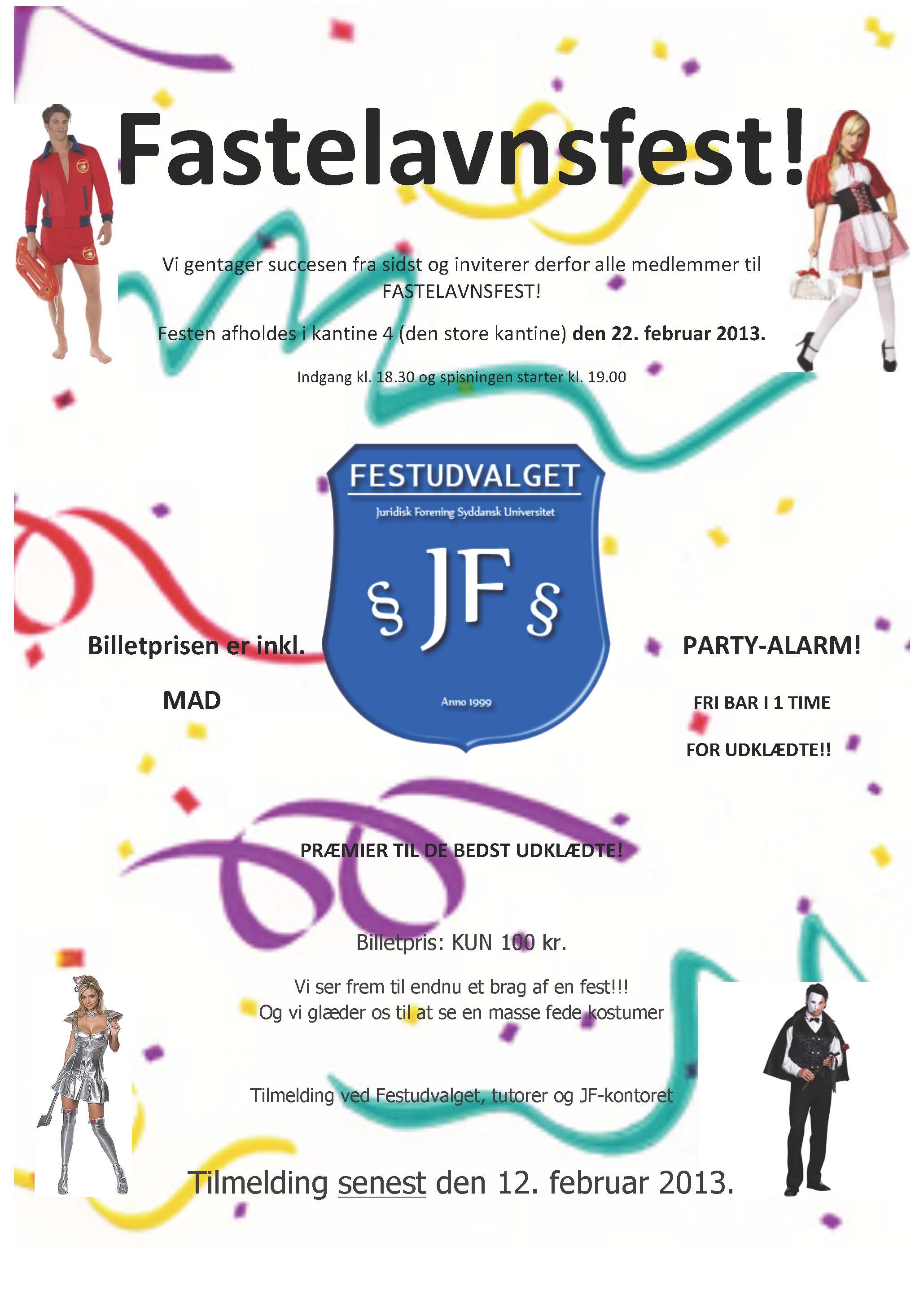 Invitation til JF fastelavnsfest 2013