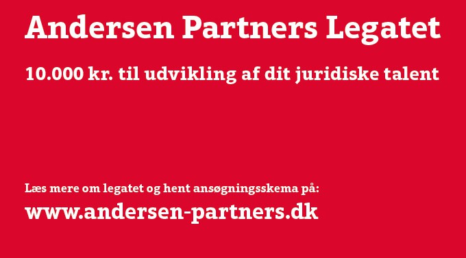 Andersen Partners Legatet – 10.000 kr. til udvikling af dit juridiske talent